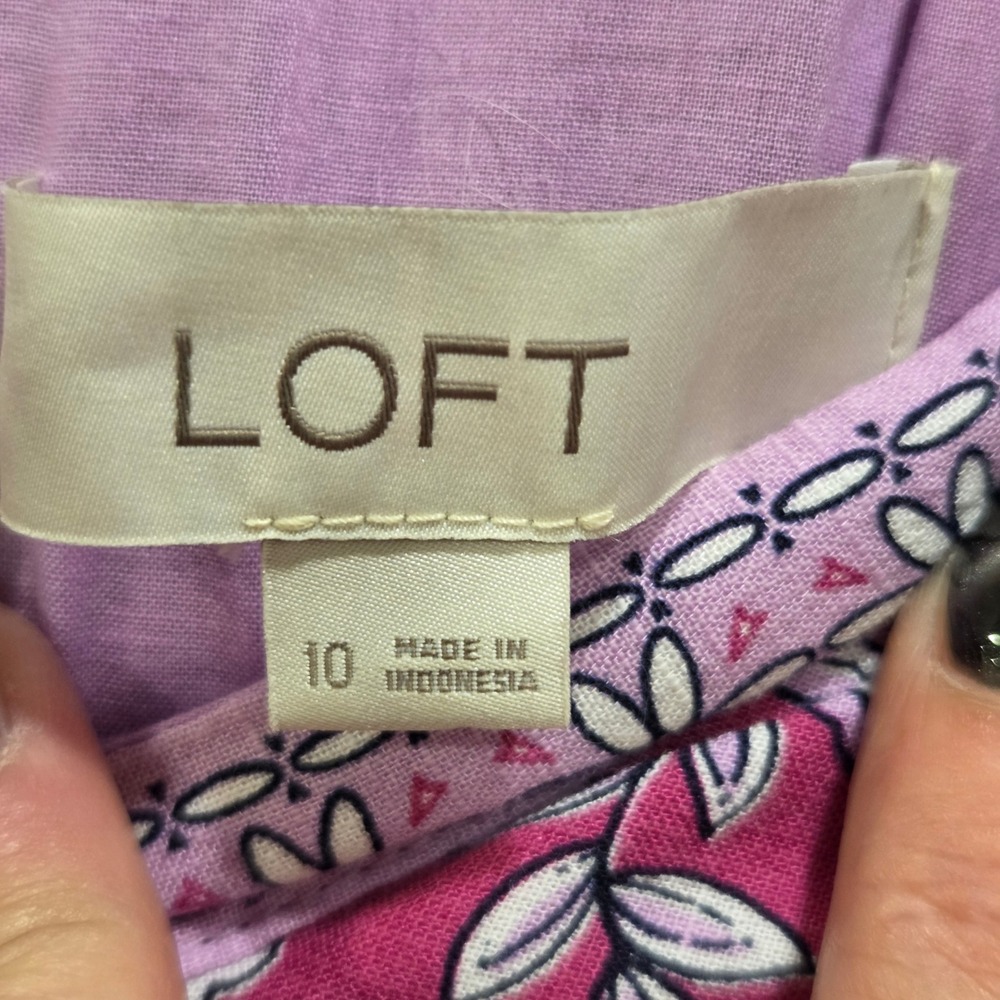 LOFT Floral Tiered Midi Dress Women's Size 10 Pockets Lined Cottage Boho Casual - Picture 9 of 12